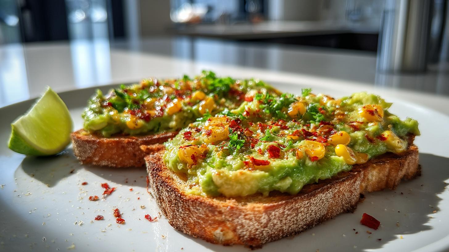 Avocado Toast with Grilled Corn & Chili Flakes