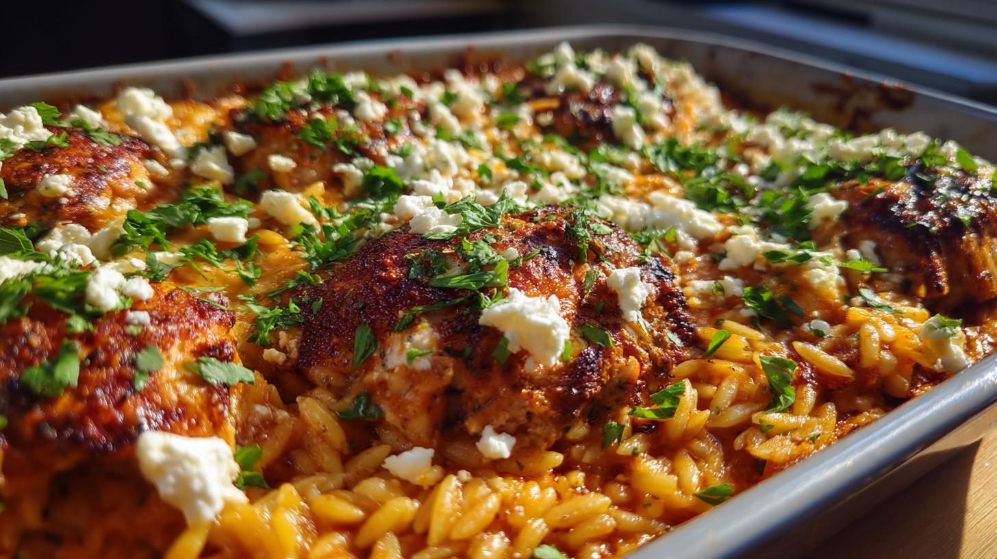 Greek Chicken Orzo Bake