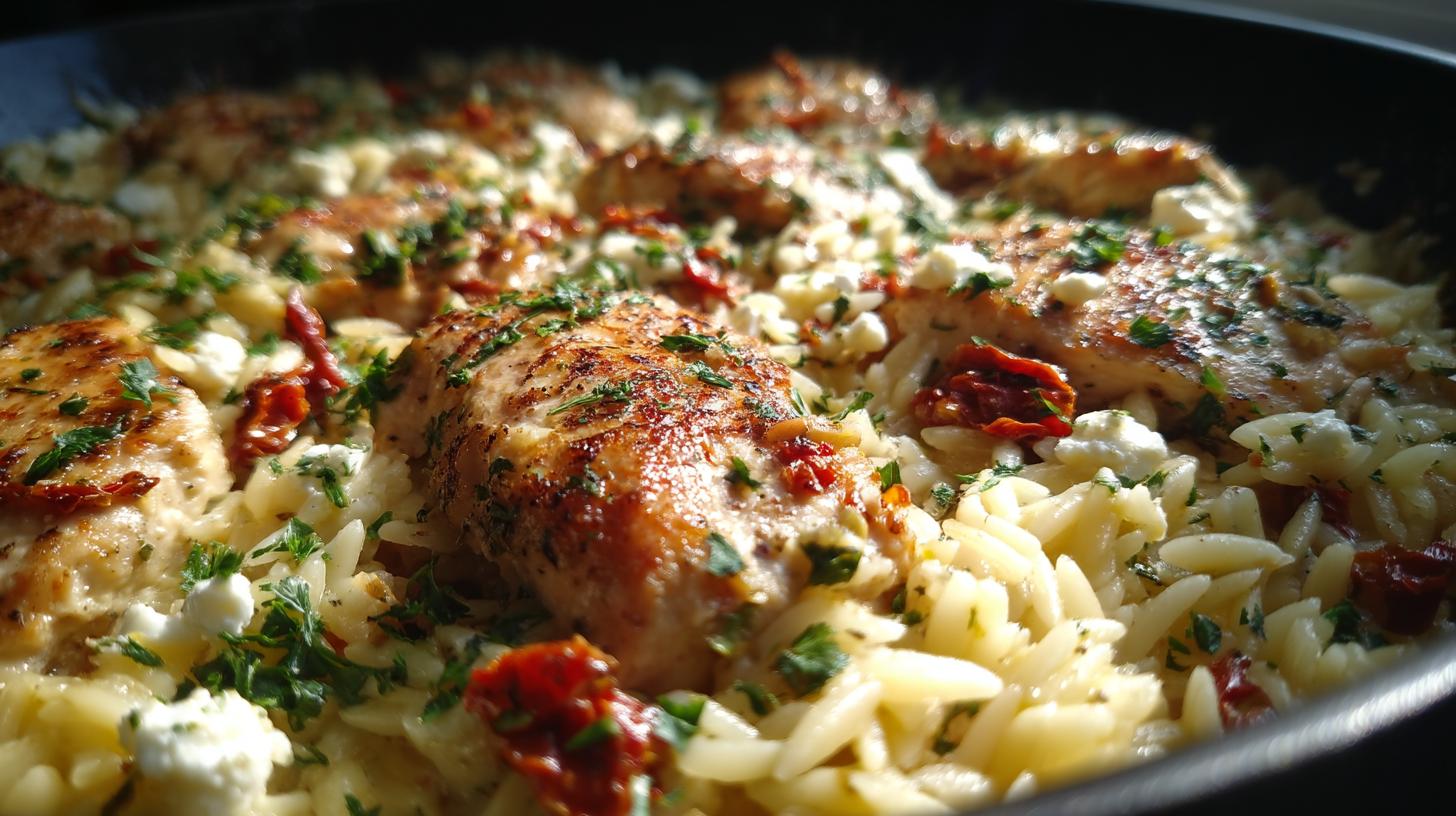 Greek Chicken Orzo Bake
