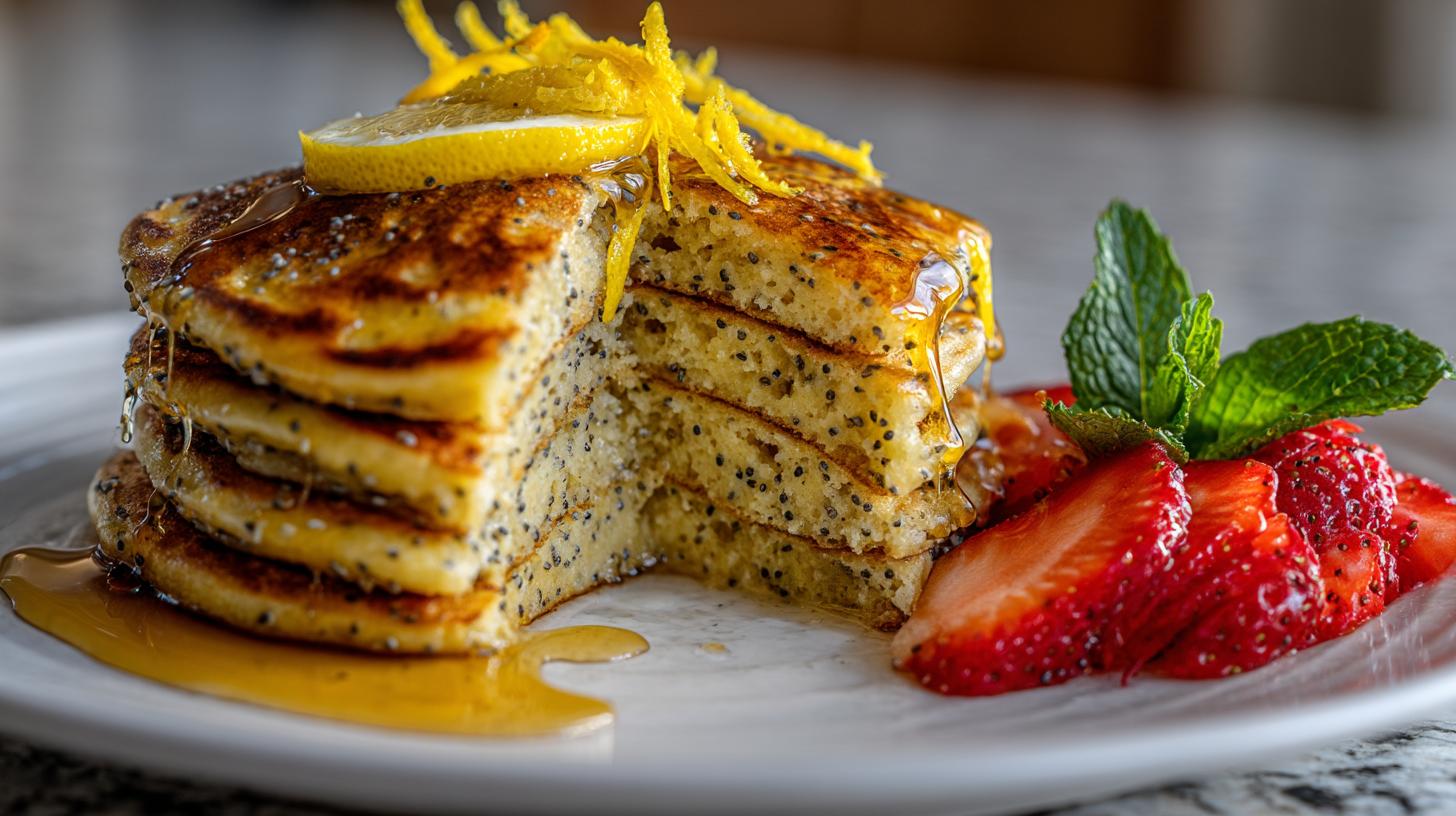 Lemon Poppy Seed Protein Pancakes