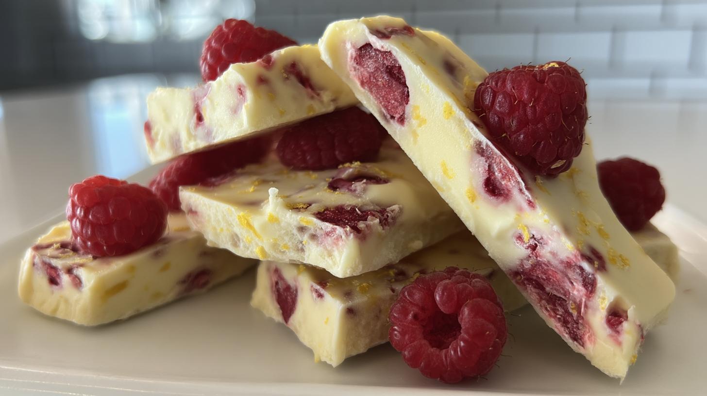 Lemon Raspberry Frozen Yogurt Bark