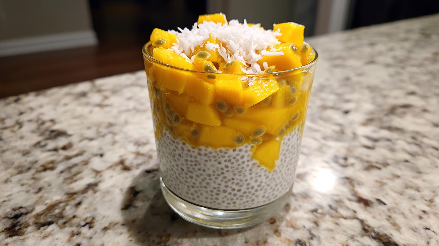 Mango, Passion Fruit & Coconut Chia Pudding Magic 1 Bowl