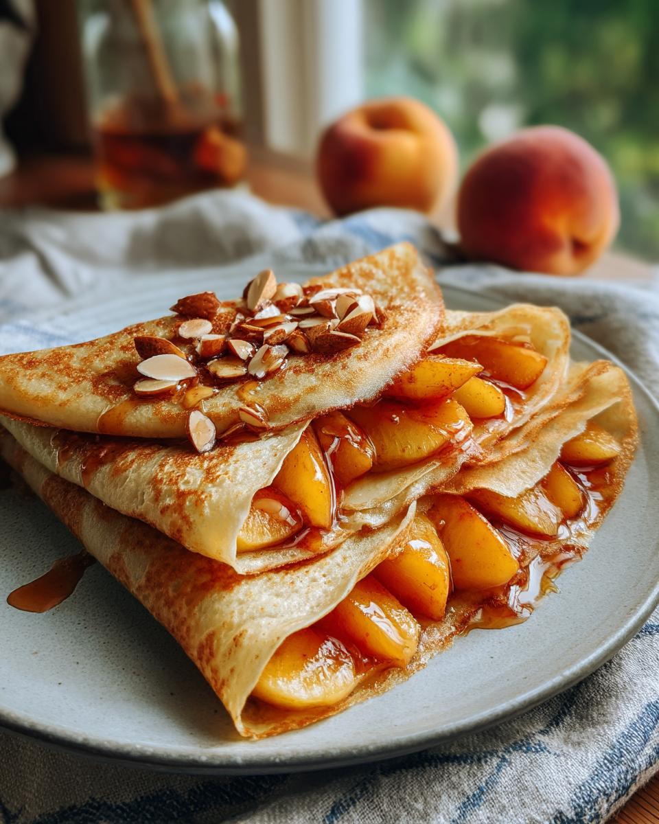Peach Crepes with Candied Almonds - detail 1