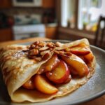 Peach Crepes with Candied Almonds