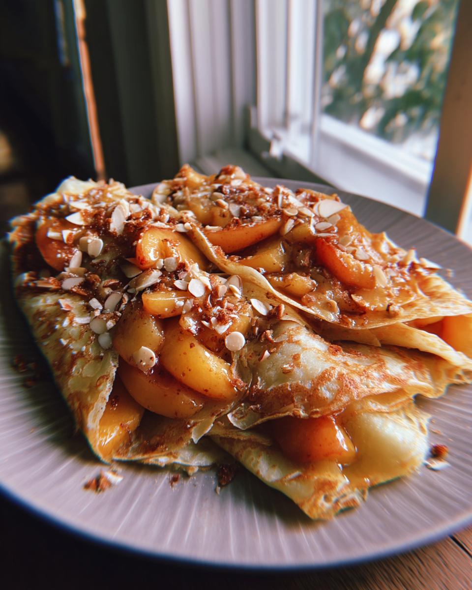 Peach Crepes with Candied Almonds - detail 2