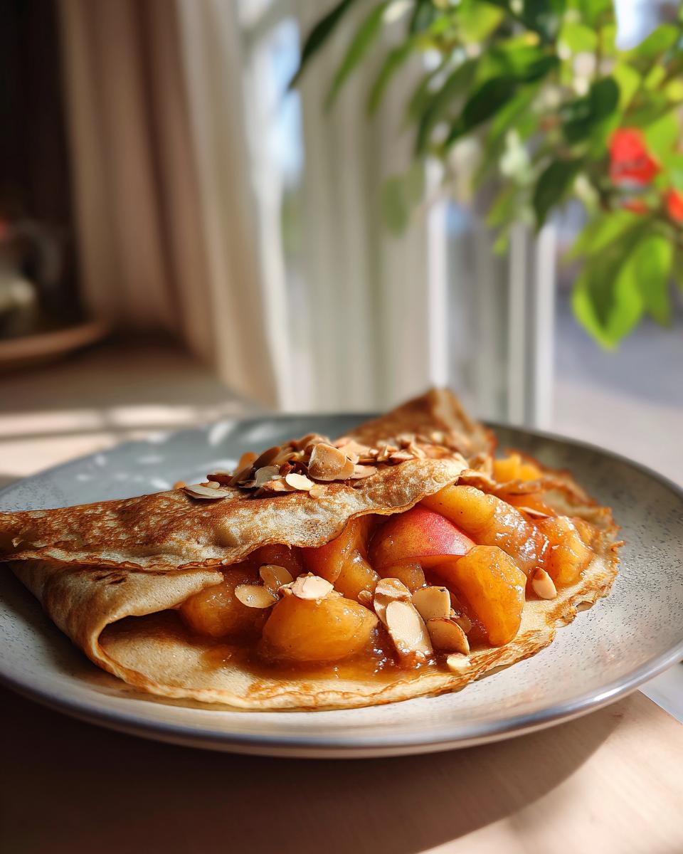 Peach Crepes with Candied Almonds - detail 3