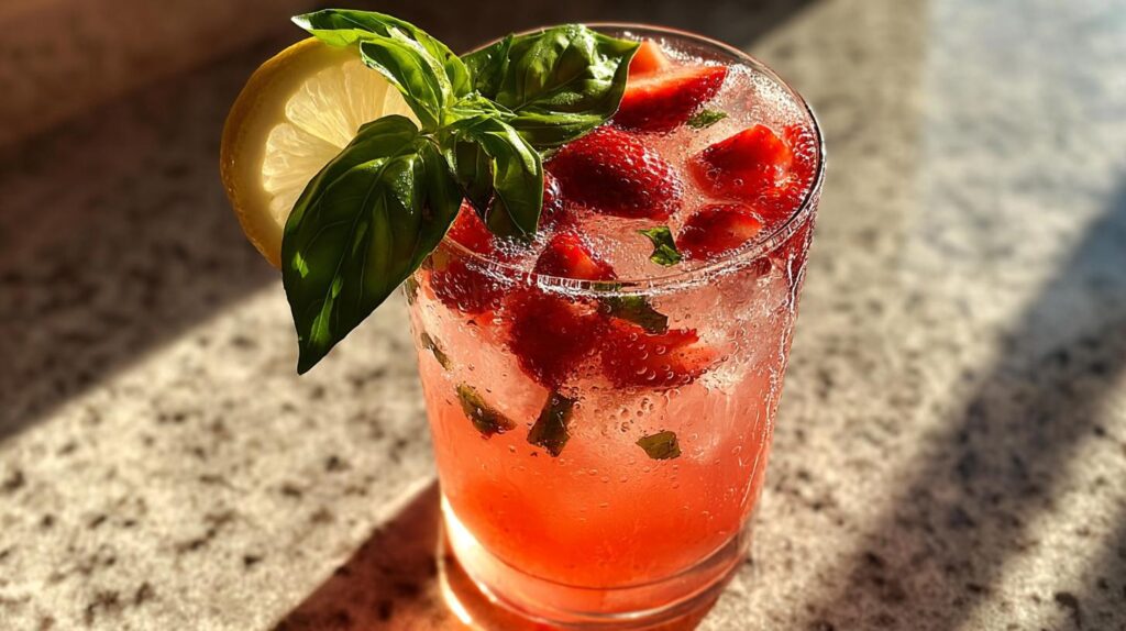 Sparkling Strawberry Basil Lemonade
