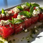 Watermelon Feta Bites with Mint & Lime Drizzle