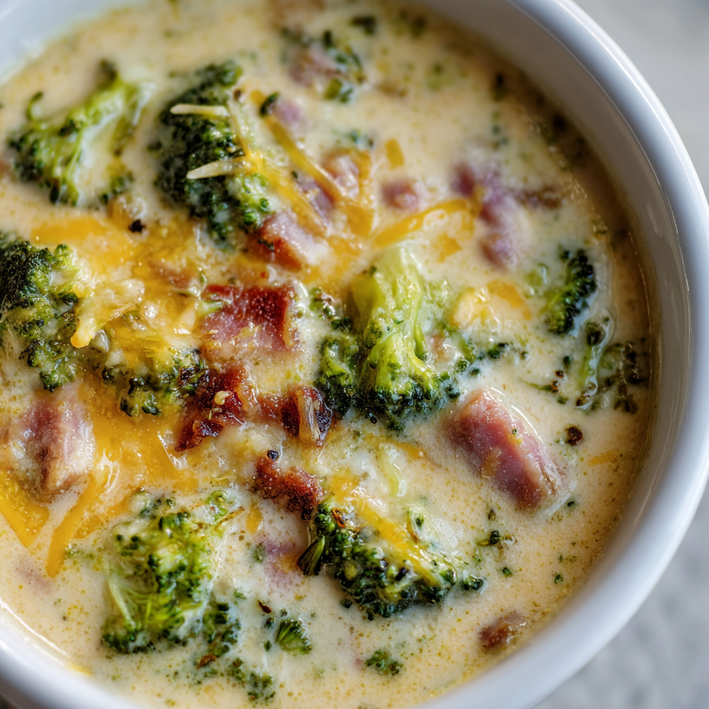 Instant Pot Ham Cheese Broccoli Soup in a bowl