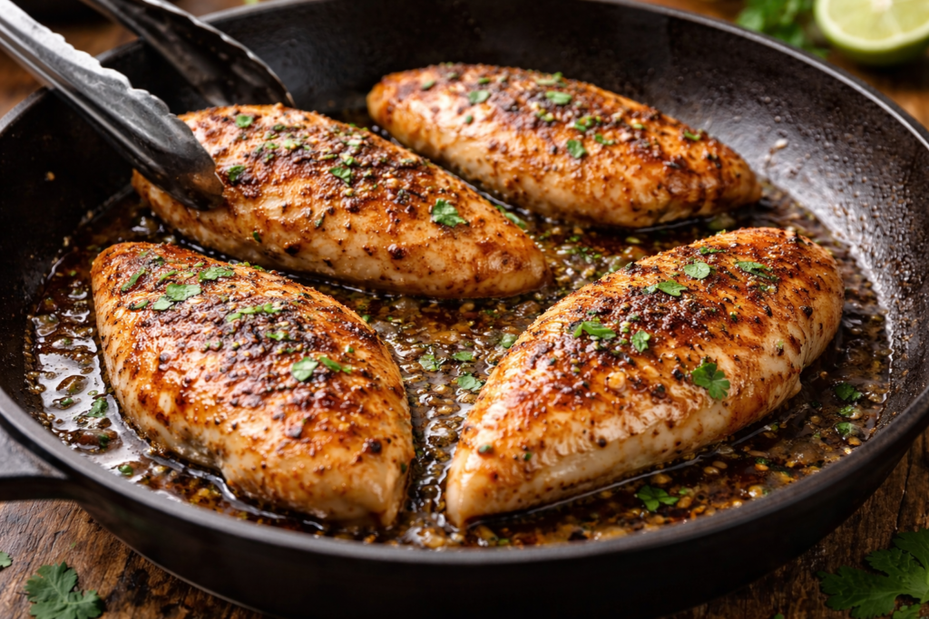 Ultra-realistic Chicken Rice Bowls layered in a clear glass jar with fluffy white rice, grilled sliced chicken, avocado, corn, cherry tomatoes, red onion, cilantro, and creamy sauce drizzle in natural window light.