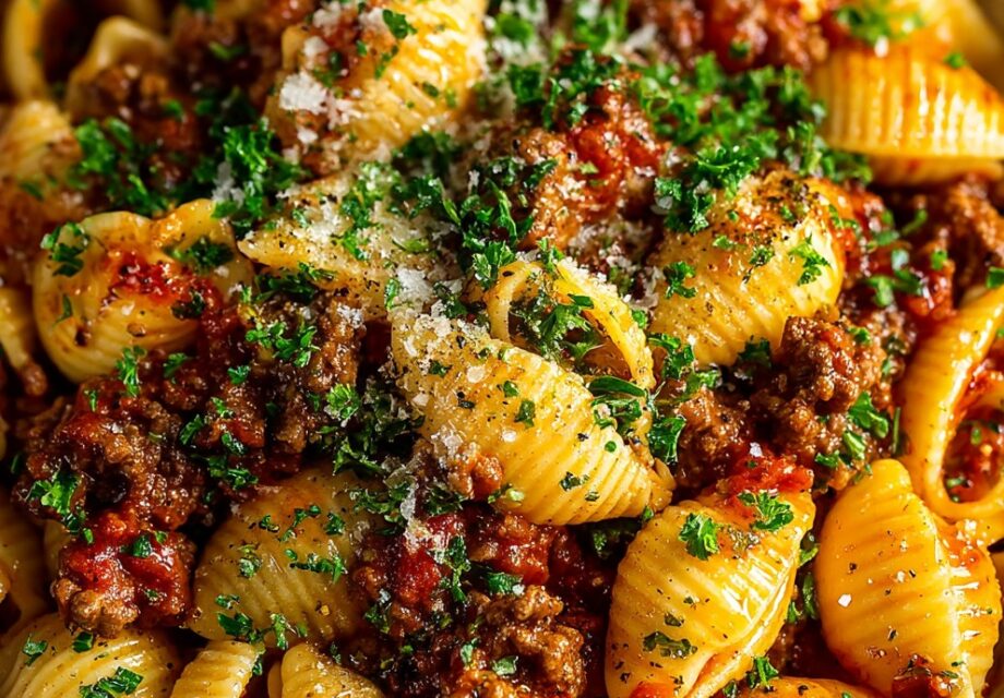 Creamy Beef and Shells prep step