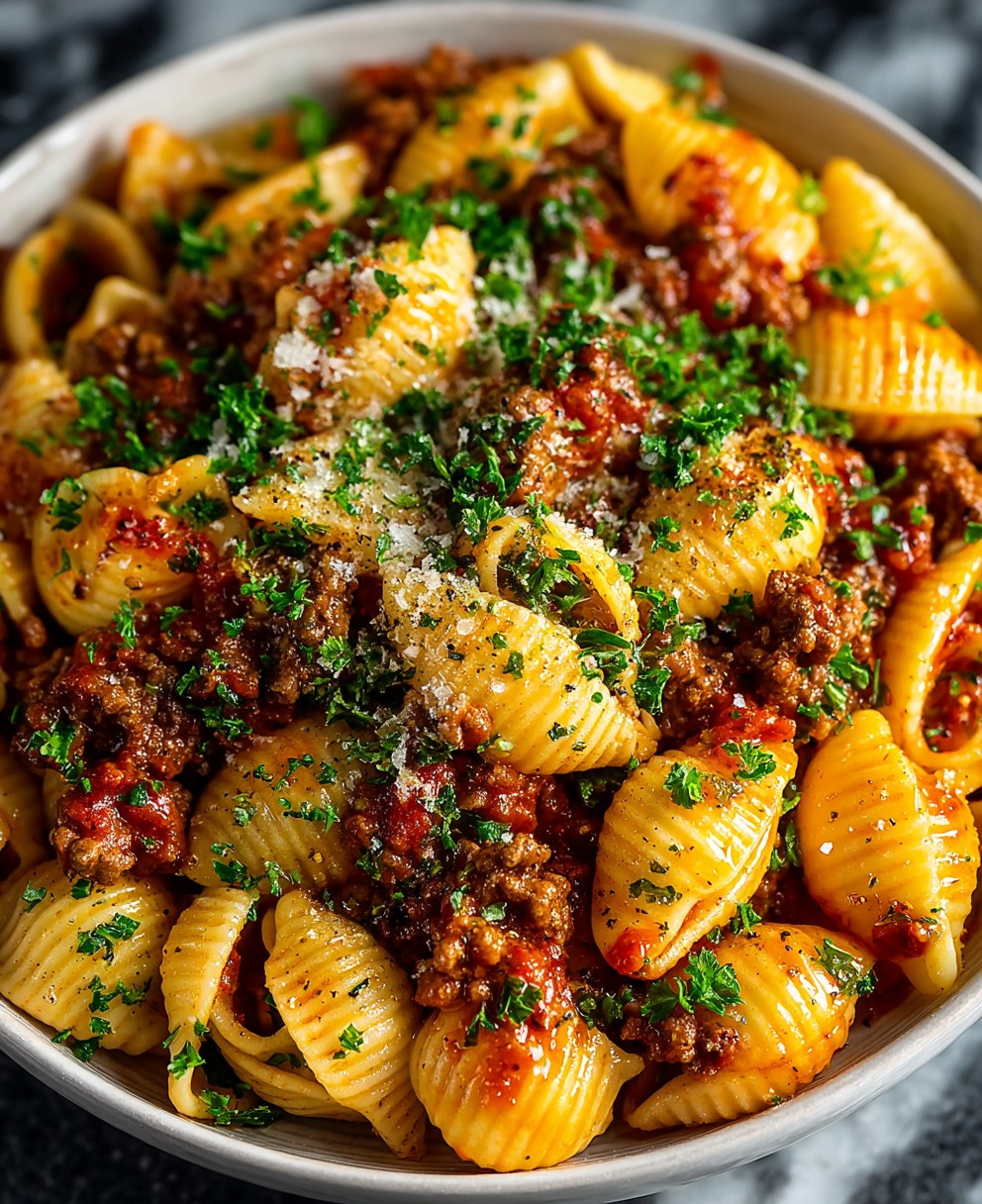 Easy Creamy Beef and Shells