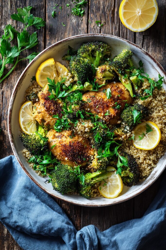 Lemon Garlic Chicken And Broccoli Skillet Recipe cooking step