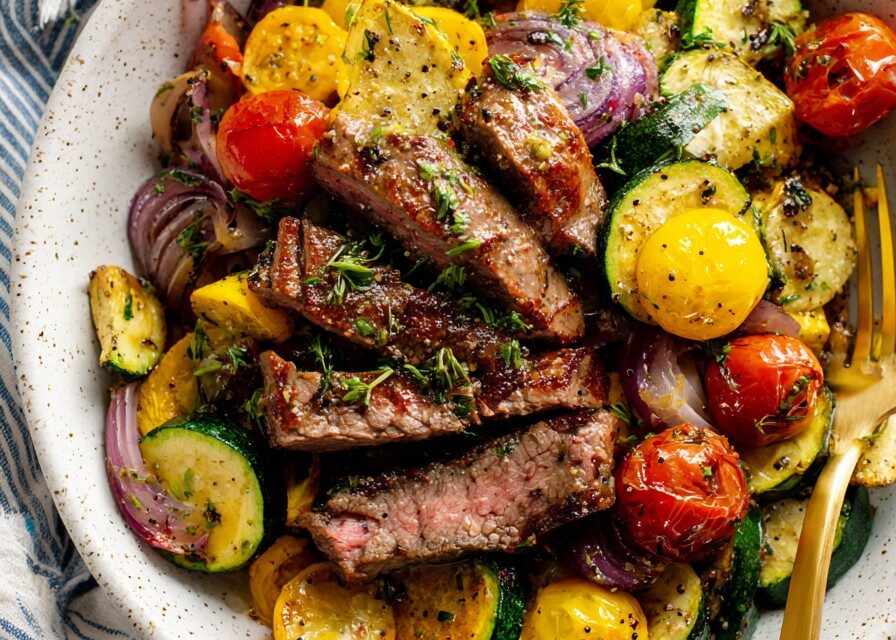 Steak with Roasted Veggies Recipe prep step