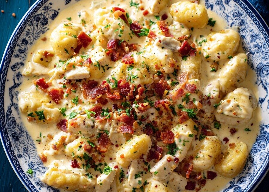 creamy Crack Chicken Gnocchi finished dish