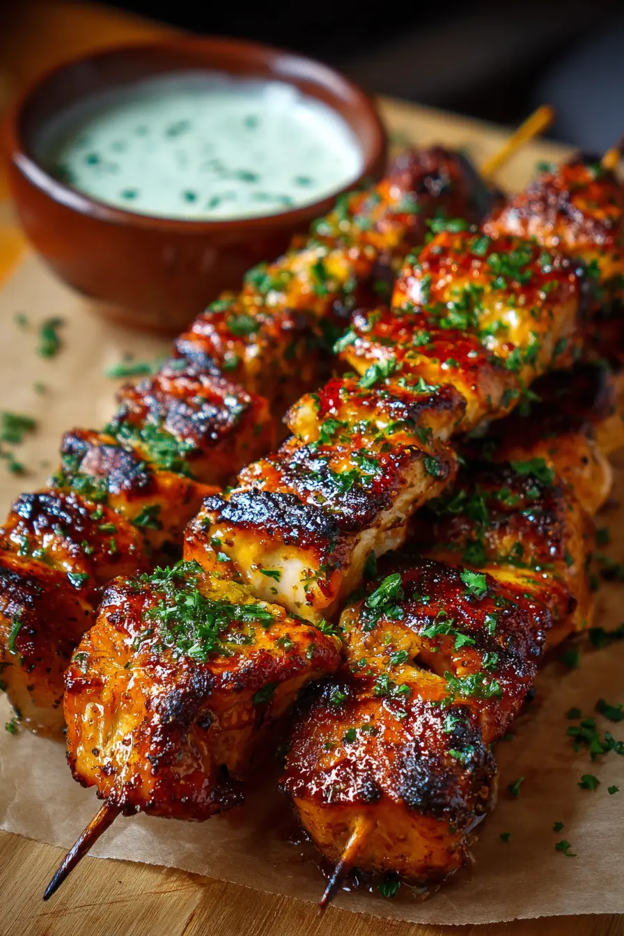 Juicy Honey Garlic BBQ Chicken Skewers