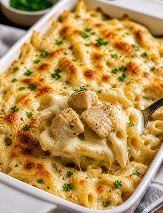 Chicken Alfredo Pasta Bake Made Creamy and Irresistible