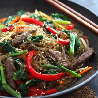 Easy Korean Japchae Noodles with Beef and Vegetables Recipe